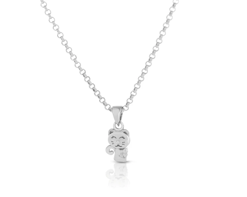 Kette Anhänger Katze 925 Silber Kinderkette Kitten