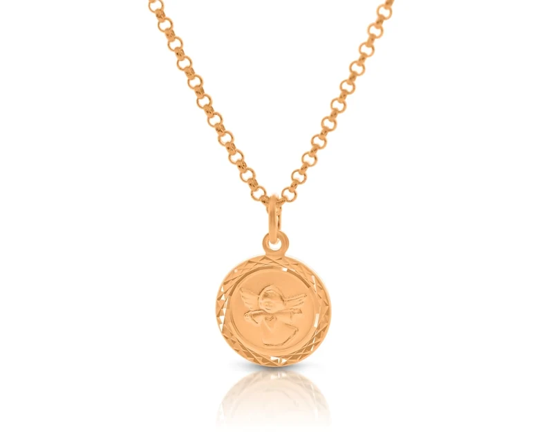 Kette Engel rosé vergoldet Taufschmuck Kinderschmuck Gravur