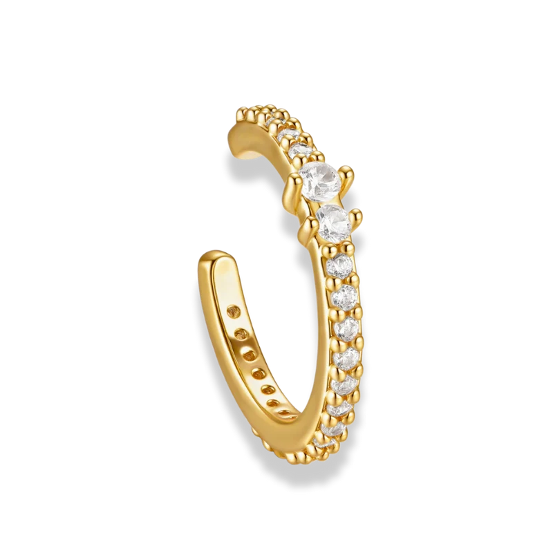 Double Stone Pave Earcuff 18K Vergoldet