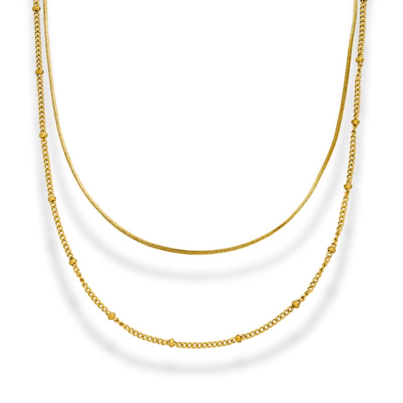 Double Simple Ball Kette 14K Vergoldet