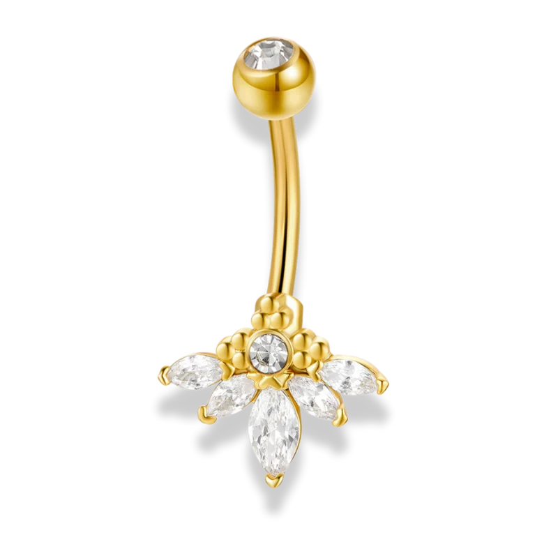 Lotus Crown Belly Piercing 18K Vergoldet