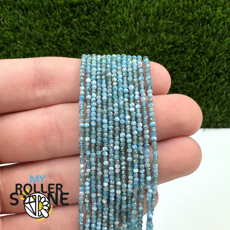 Facettierte blaue Apatitperle 3A 2 mm