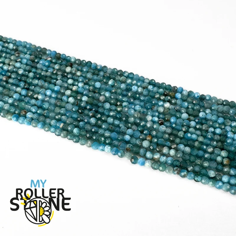 Facettierte blaue Apatitperle 3A 2 mm