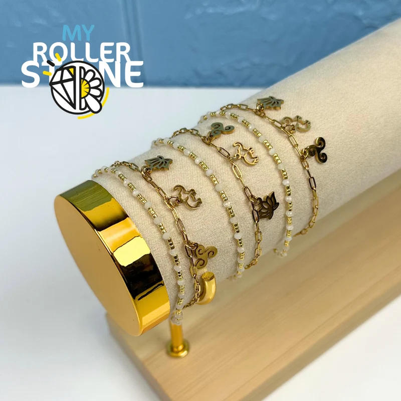 Mehrreihiges Armband im Boho-Stil aus Natursteinen