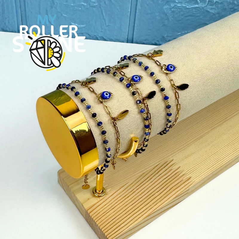 Mehrreihiges Armband im Boho-Stil aus Natursteinen
