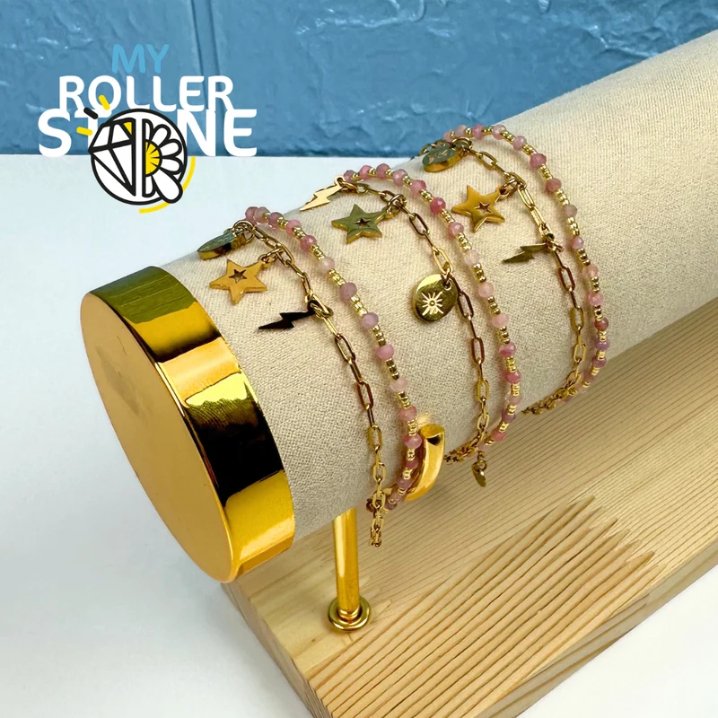 Mehrreihiges Armband im Boho-Stil aus Natursteinen