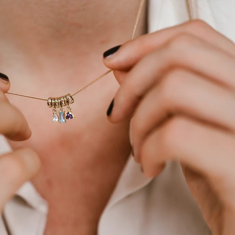 Sliding Geboortesteen Charm Ketting - Verguld - Geboortesteen Ketting