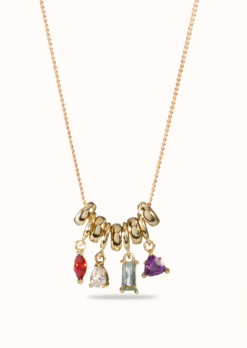 Sliding Geboortesteen Charm Ketting - Verguld - Geboortesteen Ketting