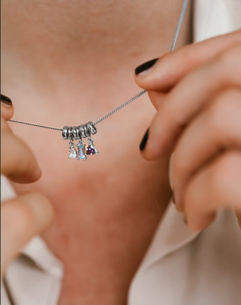 Sliding Geboortesteen Charm Ketting - Zilver - Geboortesteen Ketting