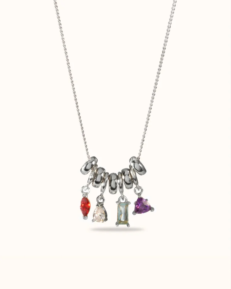 Sliding Geboortesteen Charm Ketting - Zilver - Geboortesteen Ketting