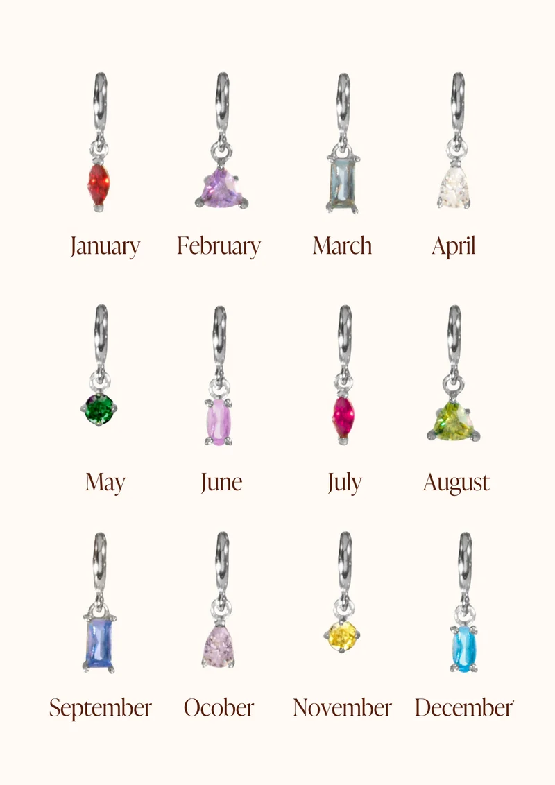 Sliding Geboortesteen Charm Ketting - Zilver - Geboortesteen Ketting