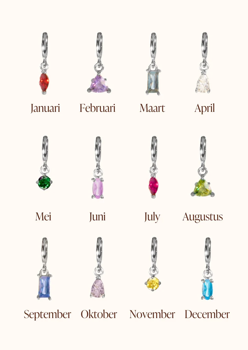 Sliding Geboortesteen Charm Ketting - Zilver - Geboortesteen Ketting