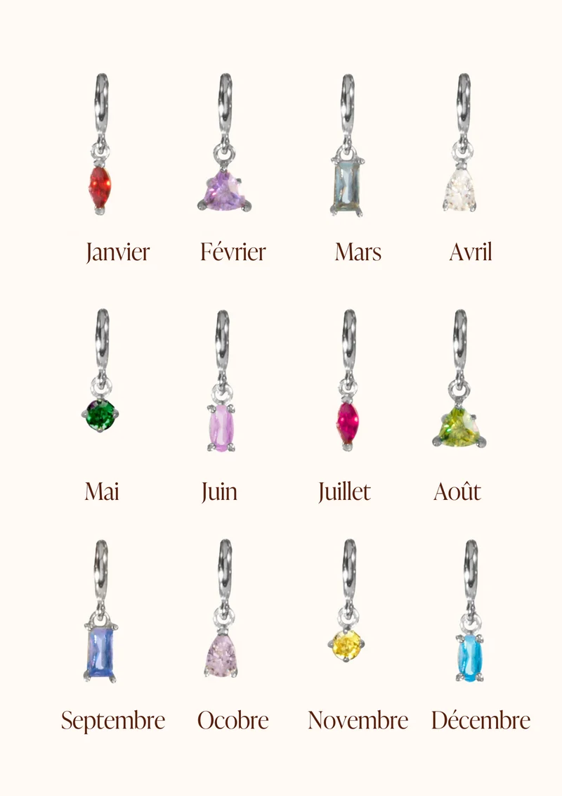 Sliding Geboortesteen Charm Ketting - Zilver - Geboortesteen Ketting