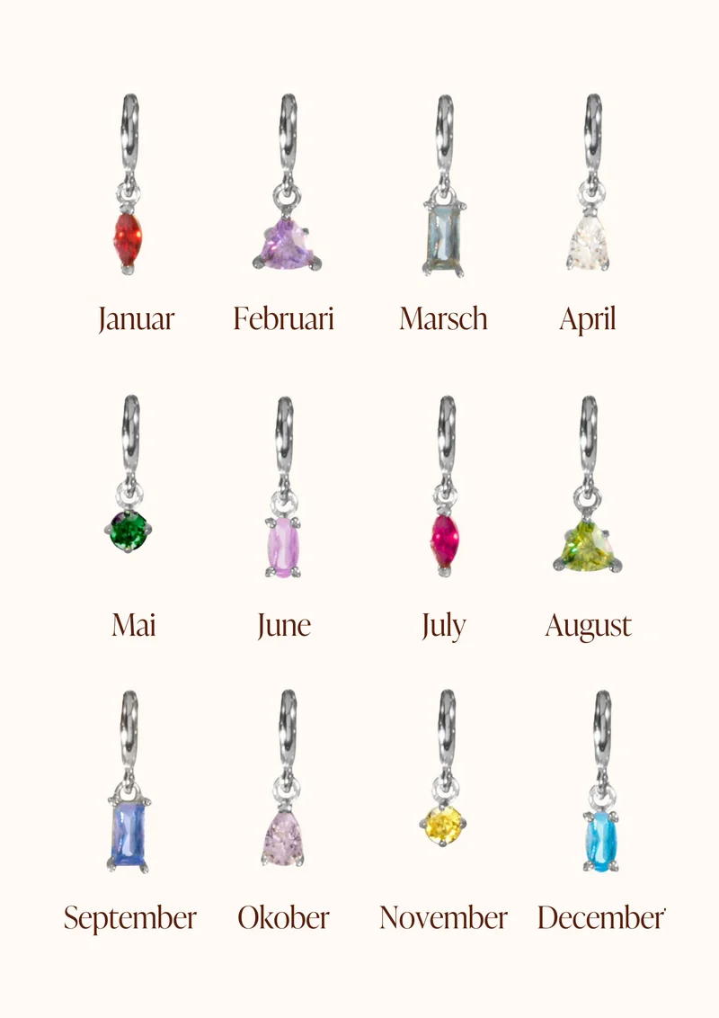 Sliding Geboortesteen Charm Ketting - Zilver - Geboortesteen Ketting