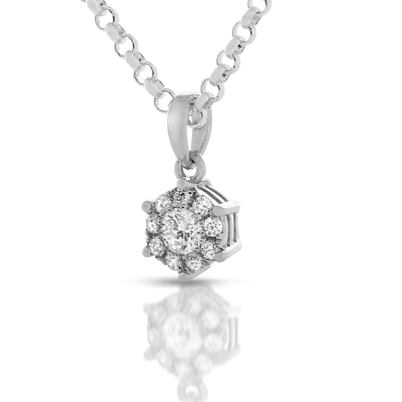 Damenkette mit Zirkonia Blüteanhänger 925 Silber