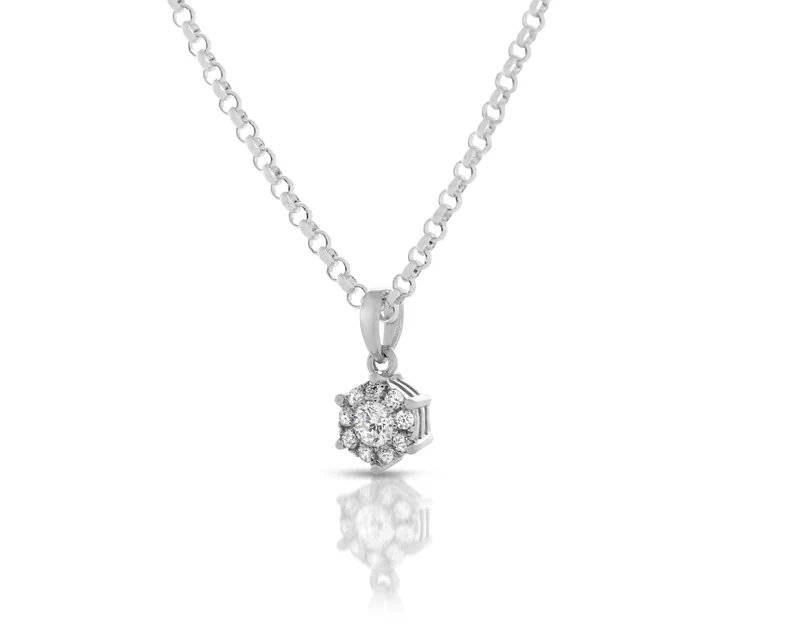 Damenkette mit Zirkonia Blüteanhänger 925 Silber