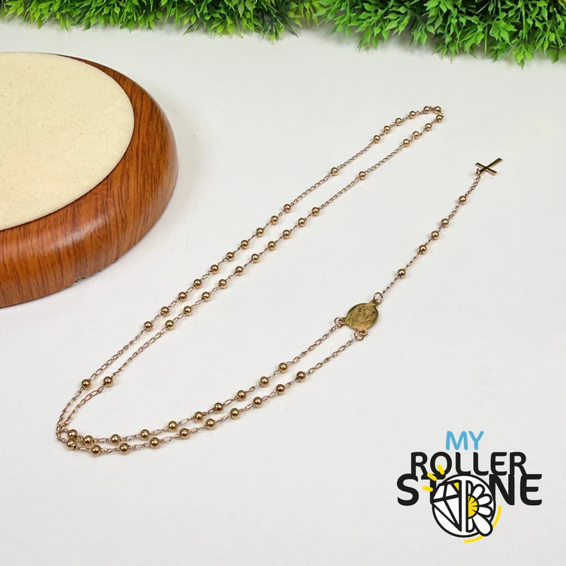 Goldener Gebetsrosenkranz – Kreuz & Marienmedaille – Edelstahl 304