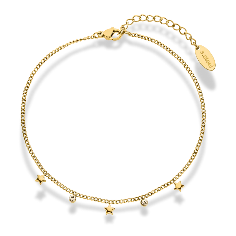 Tiny Star Pave Fußkette 14K Vergoldet