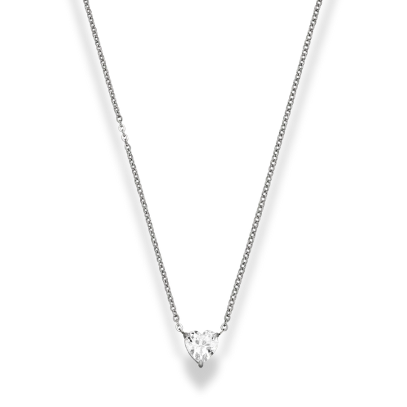 Simple Crystal Heart Kette 14K Vergoldet