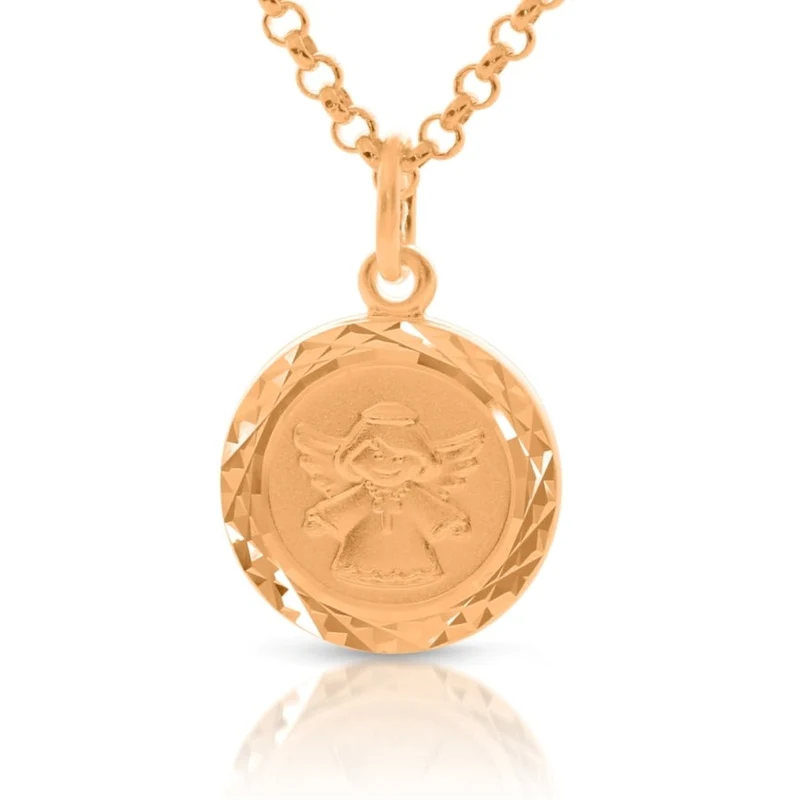 Kette Schutzengel Engel rosé vergoldet Gravur Anhänger Taufkette