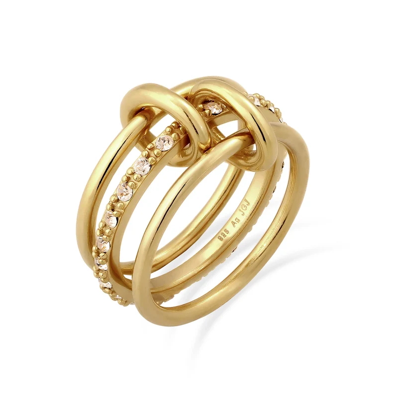 Stapelring Knoten | Mit Kristallen von Swarovski® (Weiß)