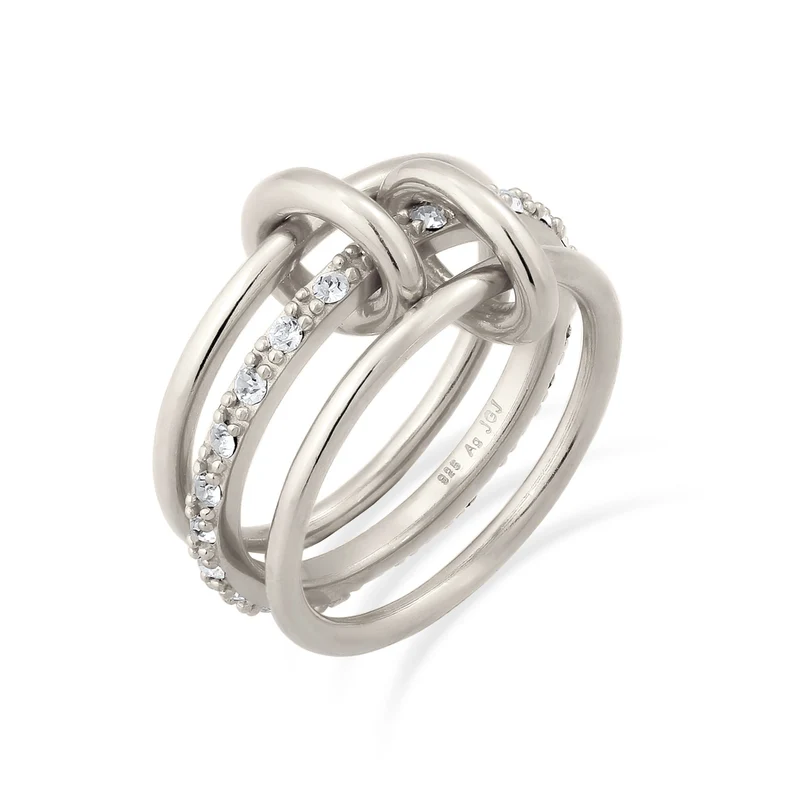 Stapelring Knoten | Mit Kristallen von Swarovski® (Weiß)