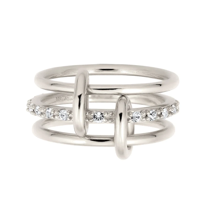 Stapelring Knoten | Mit Kristallen von Swarovski® (Weiß)