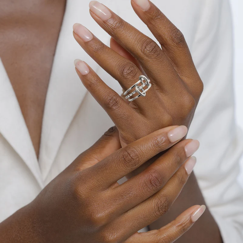 Stapelring Knoten | Mit Kristallen von Swarovski® (Weiß)