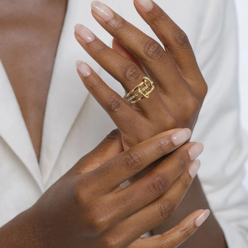Stapelring Knoten | Mit Kristallen von Swarovski® (Weiß)