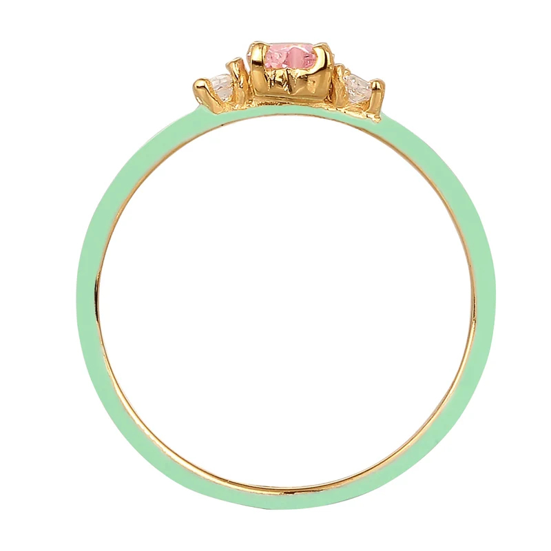 Ring mit Herz | Emaille & Zirkonia (Weiß & Pink)