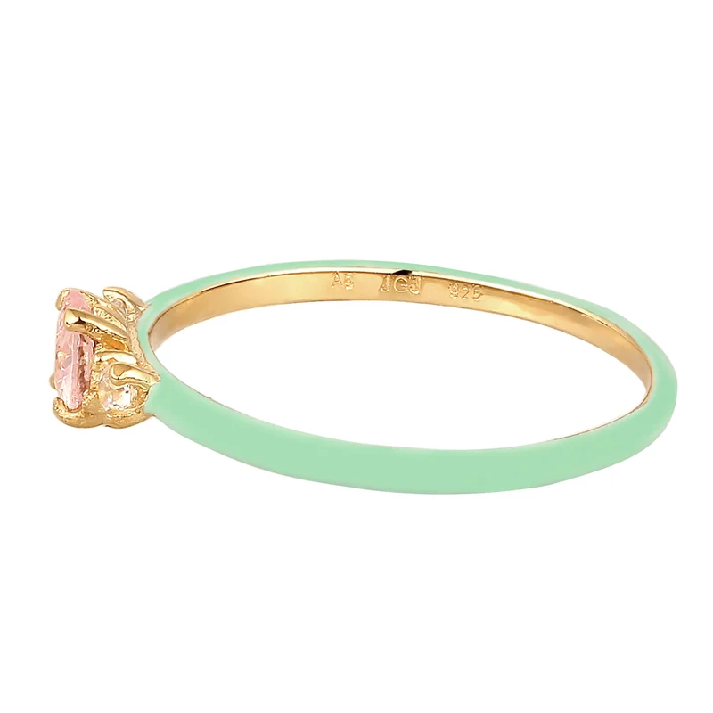 Ring mit Herz | Emaille & Zirkonia (Weiß & Pink)