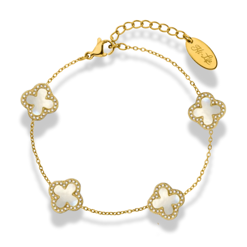 Pave Perlmutt Lucky Leaf Abbaddon Armband 14K Vergoldet