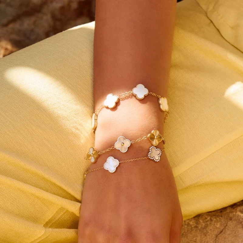 Pave Perlmutt Lucky Leaf Abbaddon Armband 14K Vergoldet