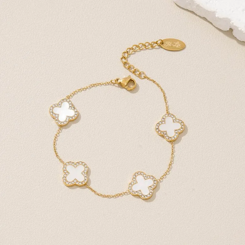 Pave Perlmutt Lucky Leaf Abbaddon Armband 14K Vergoldet