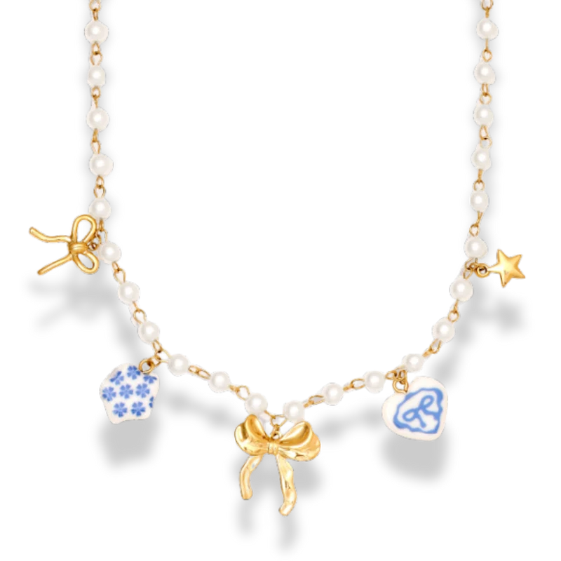 Sweet Paradise Ribbon Charm Kette 14K Vergoldet