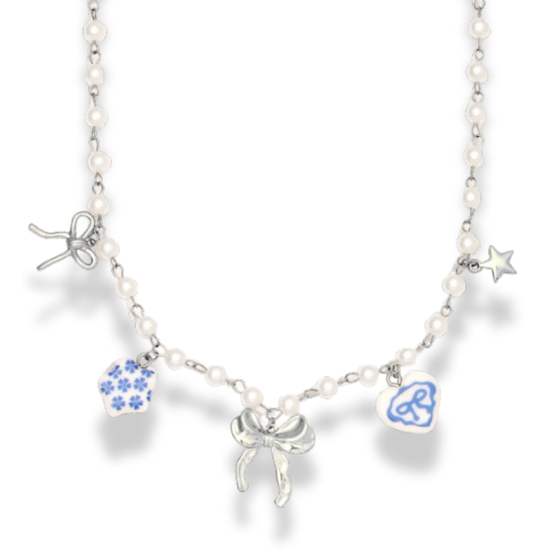 Sweet Paradise Ribbon Charm Kette 14K Vergoldet
