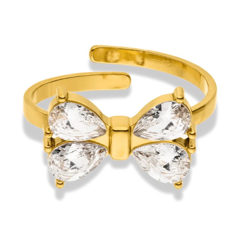 Teardrop Bow Ring 14K Vergoldet