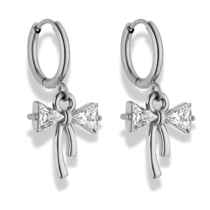 Crystal Ribbon Huggie Ohrringe 14K Vergoldet