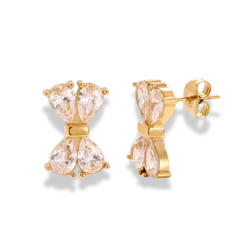 Teardrop Bow Ohrstecker 14K Vergoldet