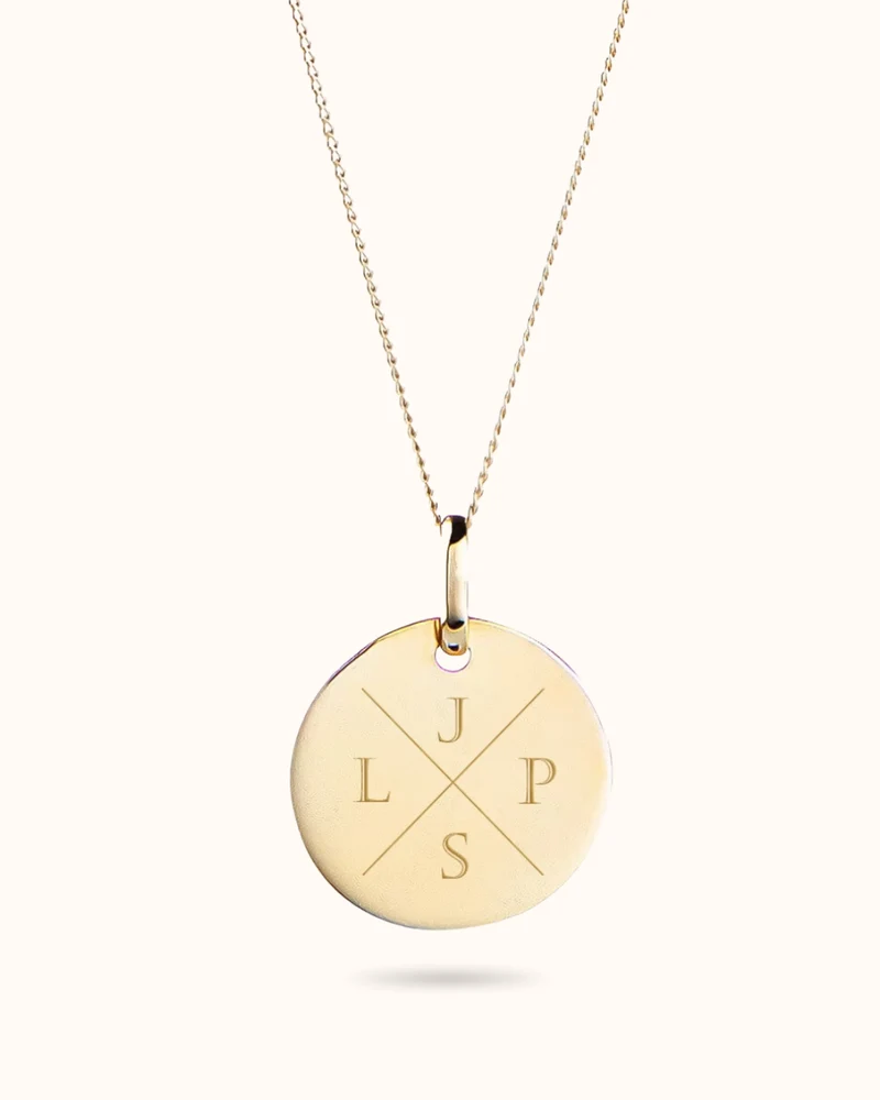 9k Initial Coin Ketting - Initialen Ketting - 16mm