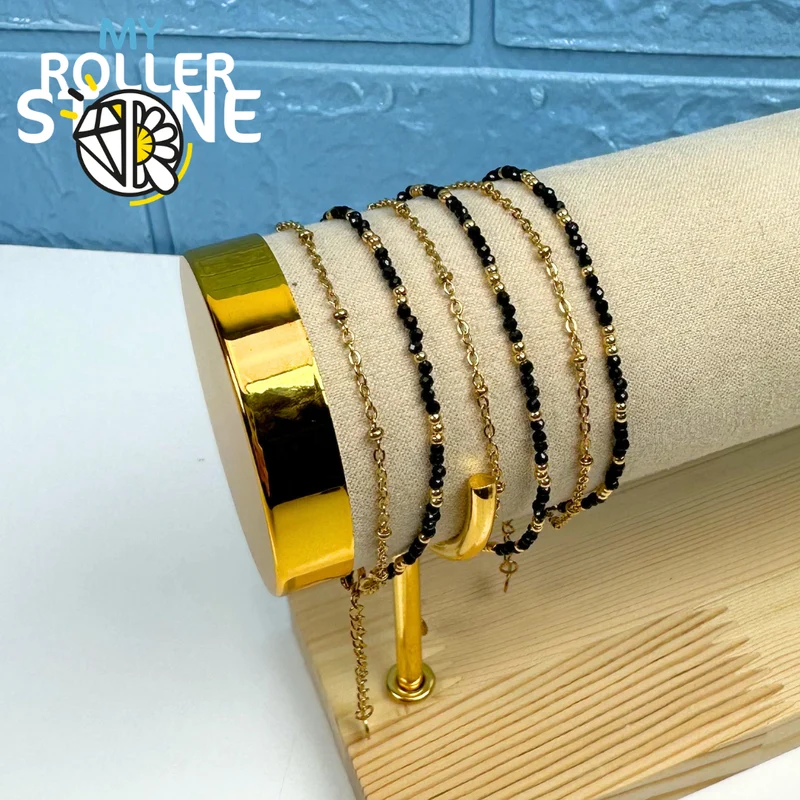 Doppelreihiges Armband aus Edelstahl und Perlen