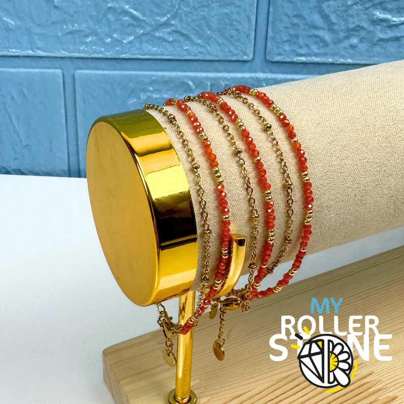 Doppelreihiges Armband aus Edelstahl und Perlen