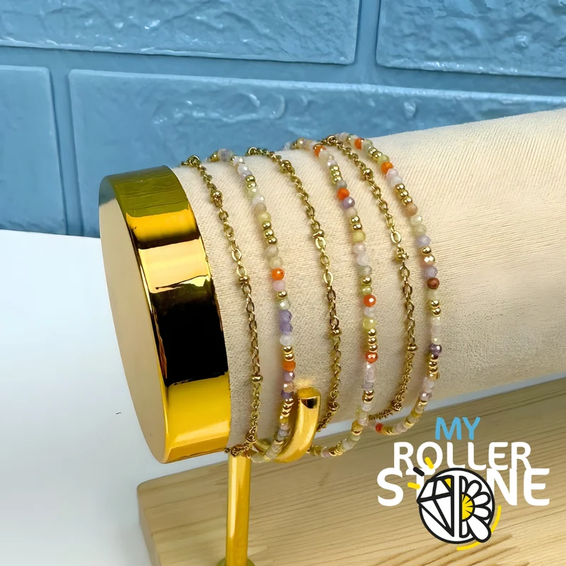 Doppelreihiges Armband aus Edelstahl und Perlen