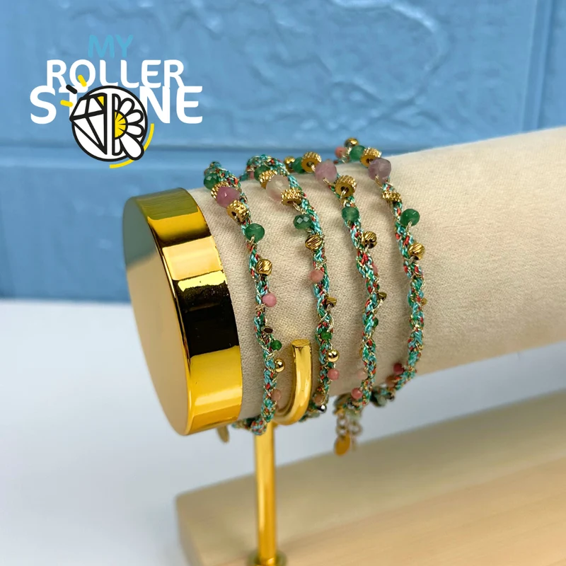 Böhmisches, gewebtes Armband mit Naturstein