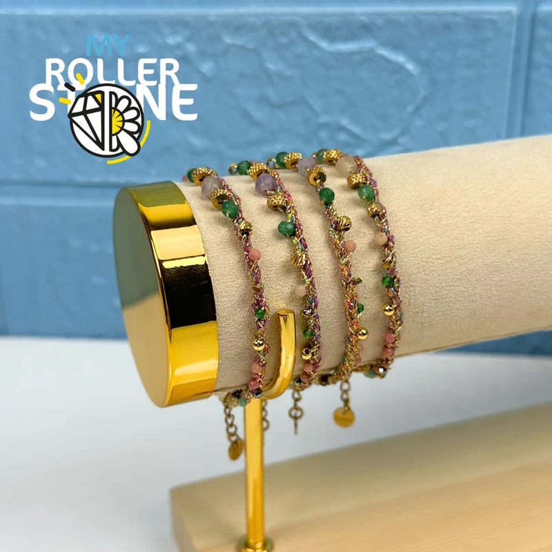 Böhmisches, gewebtes Armband mit Naturstein