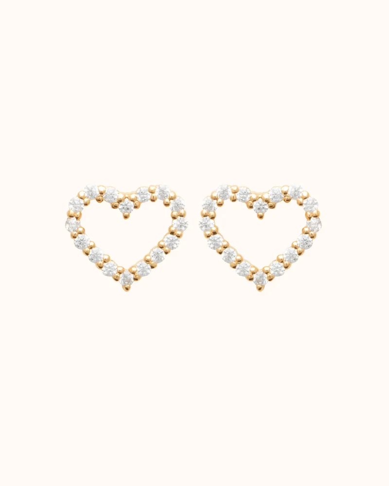 Heart Oorknopjes - Verguld - Gepersonaliseerde Sieraden