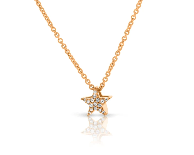 Damen-Halskette Stern 925 Sterling Silber rosé vergoldet