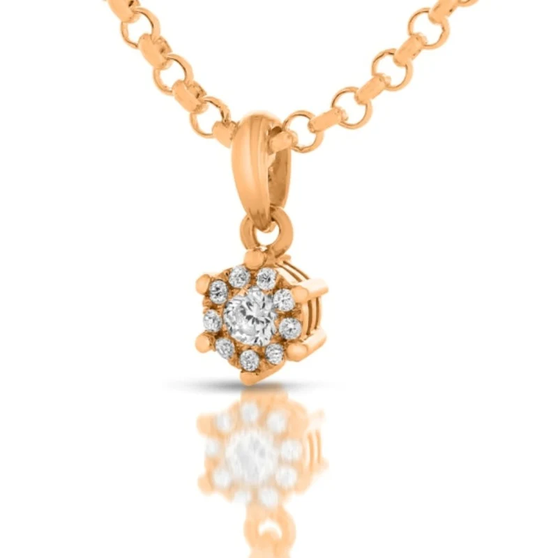 Kette mit Zirkonia Anhänger rosé vergoldet Collier rosé