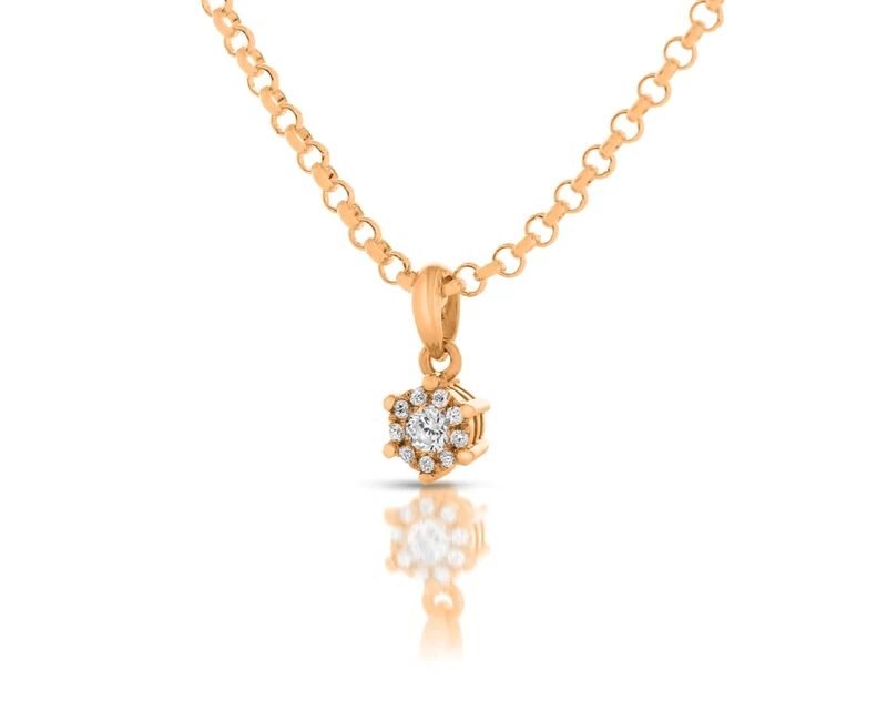 Kette mit Zirkonia Anhänger rosé vergoldet Collier rosé