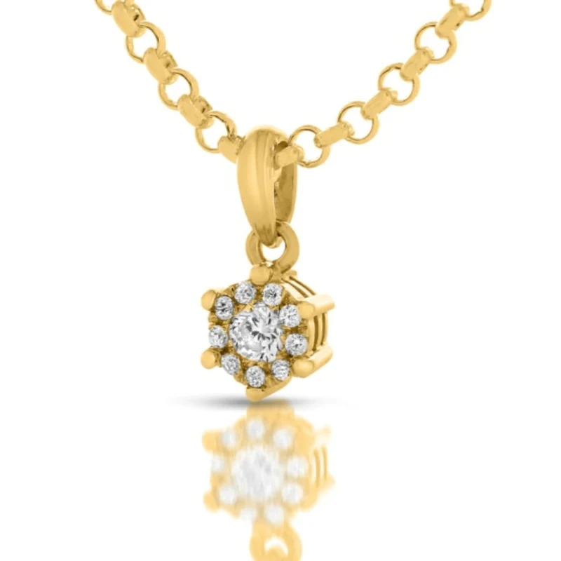 Zirkonia Kette Damenschmuck vergoldet Anhänger elegant